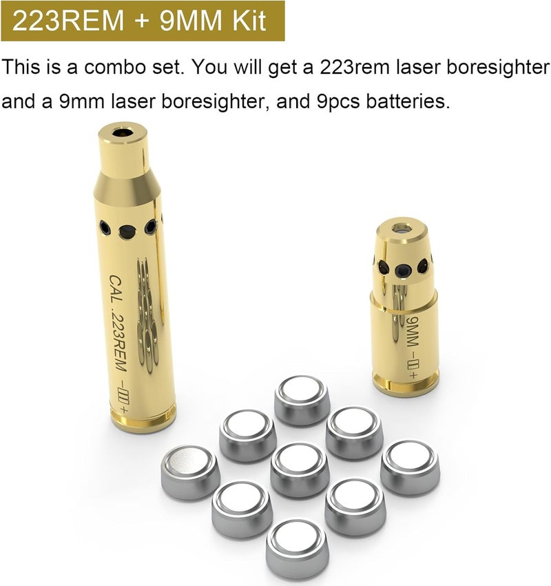 StrongTools BoreSighter for 22LR/223/9MM/7.62X39MM/30-30/30-06/.25/270/243/308/7MM/ 45ACP Colt Caliber Rifle Scope Handgun Brass Red Dot Boresight Kit for Hunting with AG3 Batteries (Special, Bullet Type) - Image 2